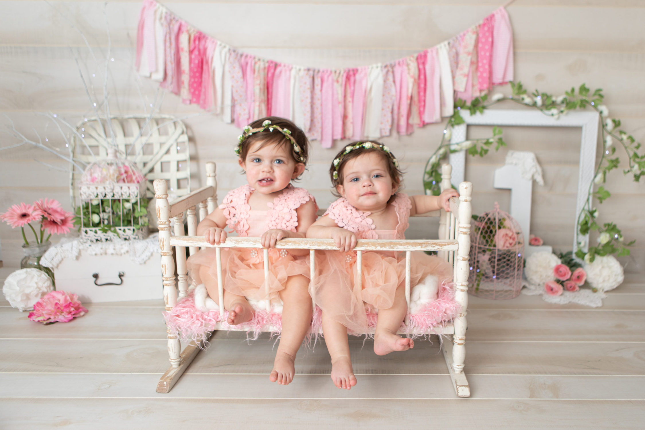 one-year-baby-cake-smash-bath-birthday-twin-girl-2-coastal-maine-twin-crib-pink-pretty